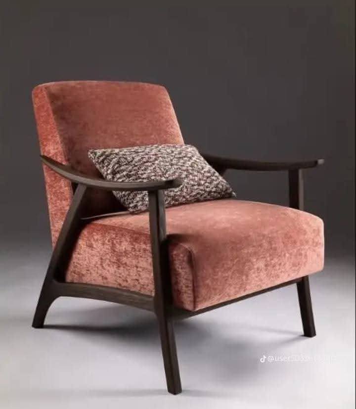 Terracotta wood-framed accent chair