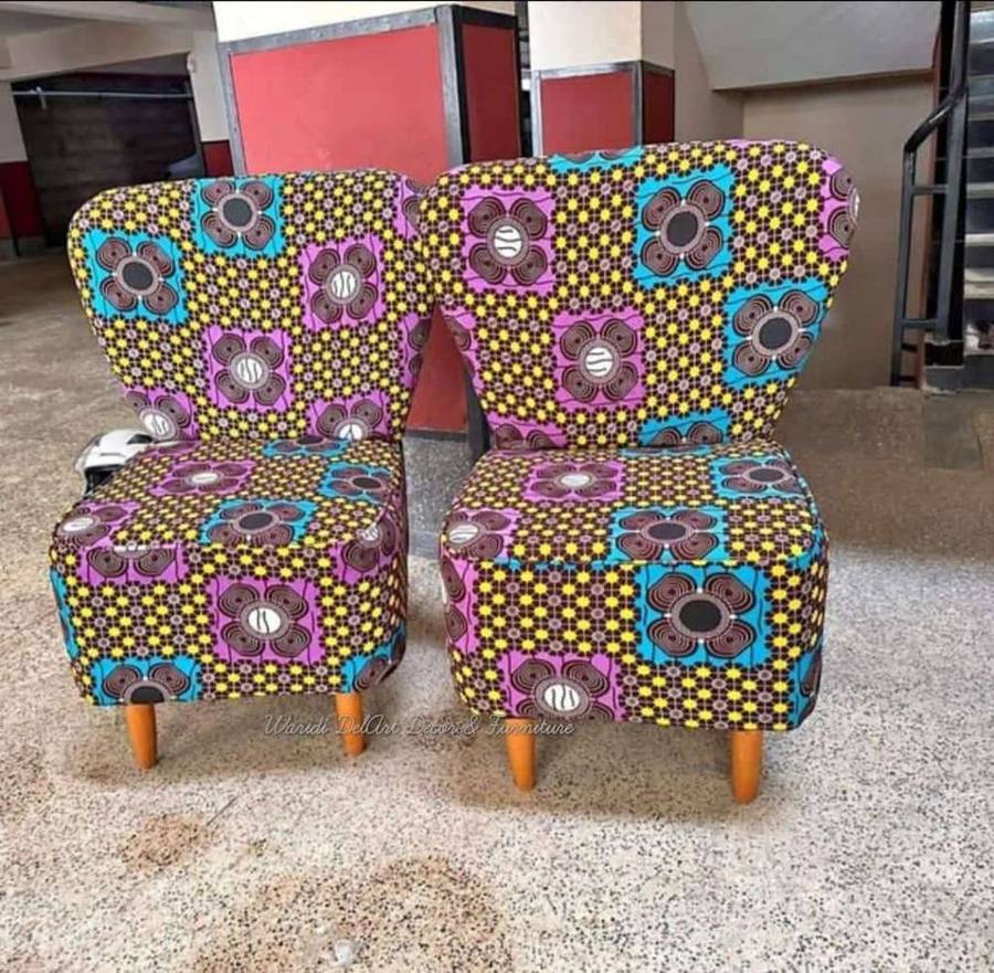 Ankara-print pouffes and stools