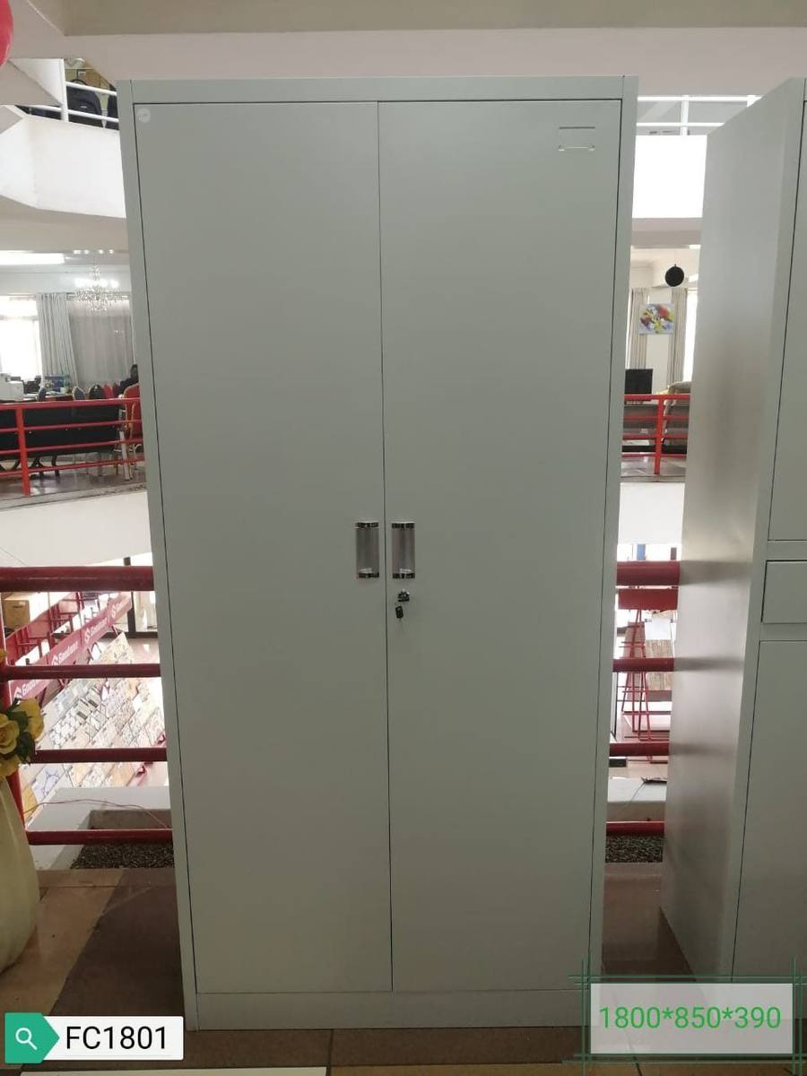 Grey steel office storage cabinet