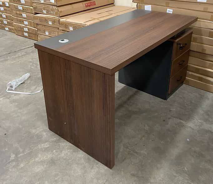 L-shaped wood office desk