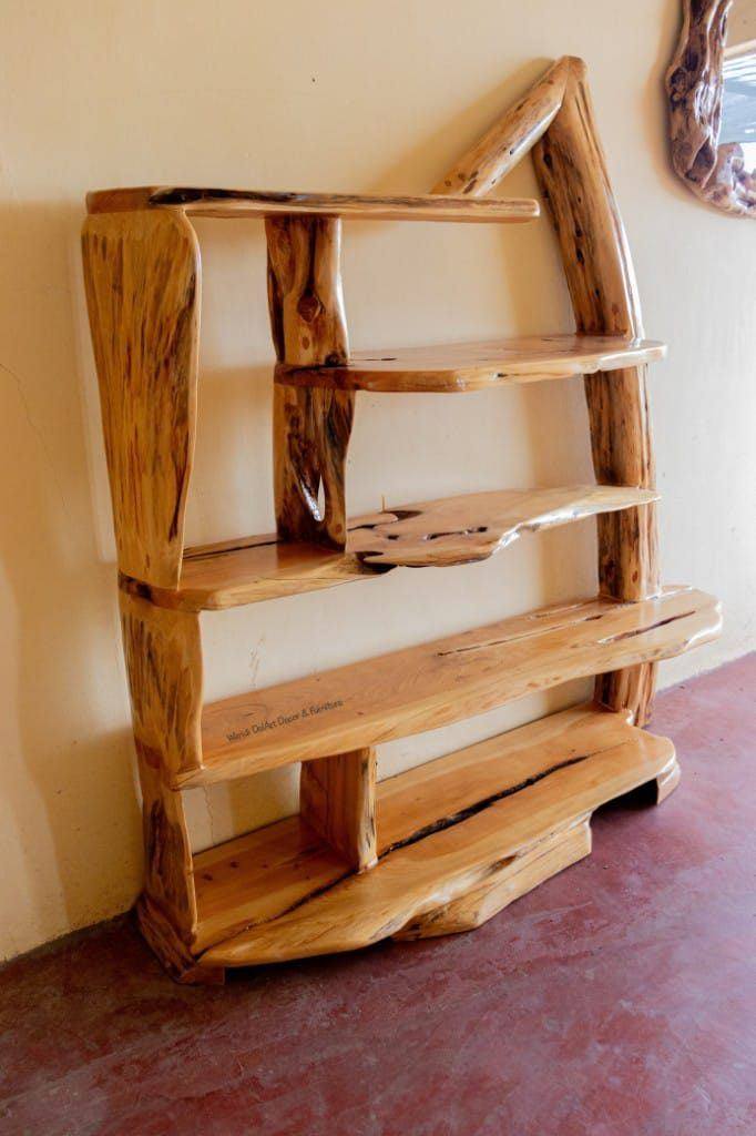Rustic wood ladder-style shelf