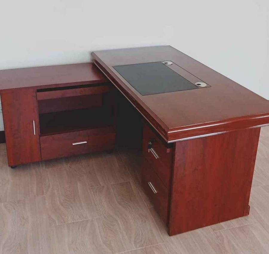 Wood office desk with drawers