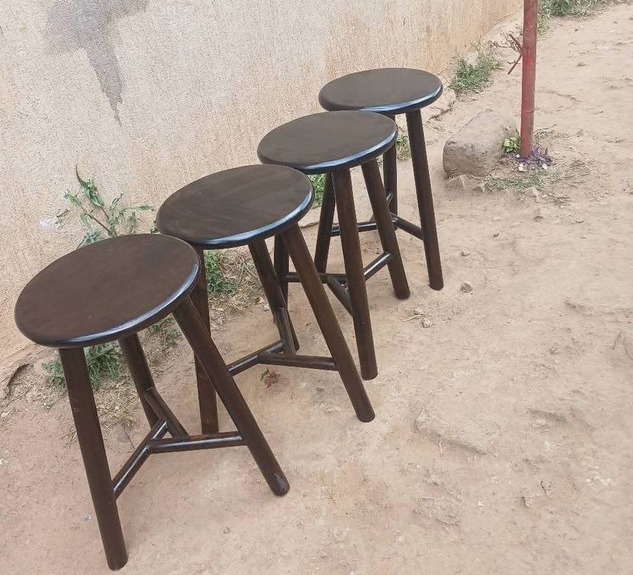 Set of four wooden stools