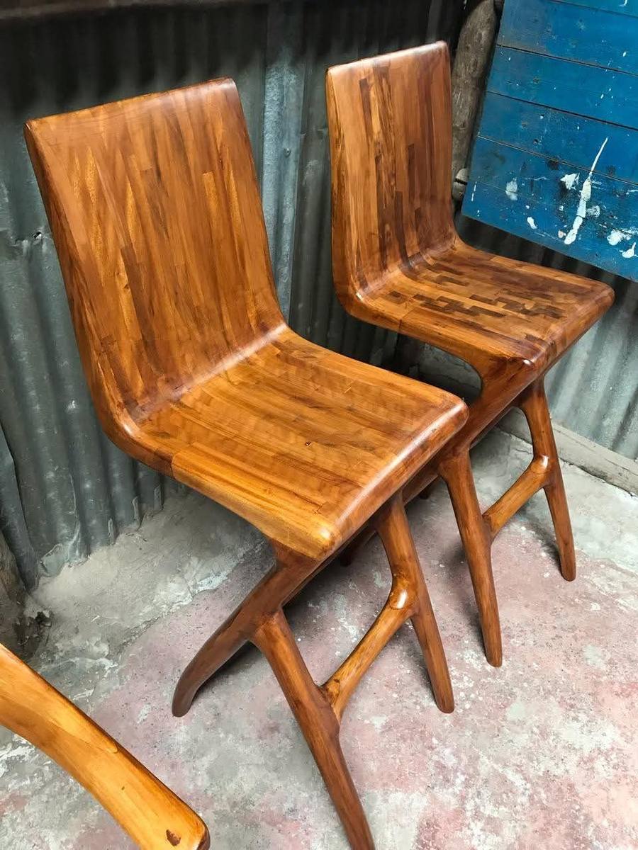Pair of mid-century style wooden chairs