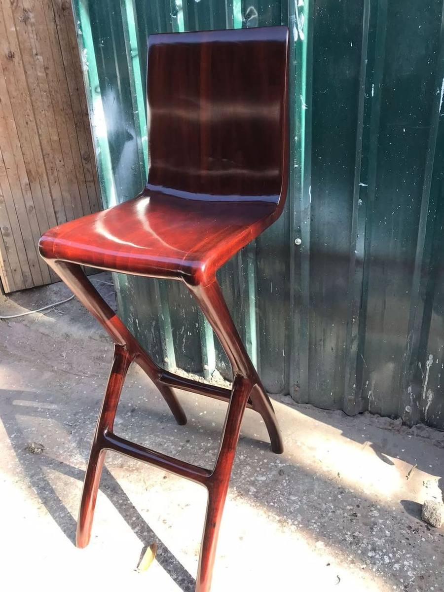 Glossy wood bar stool